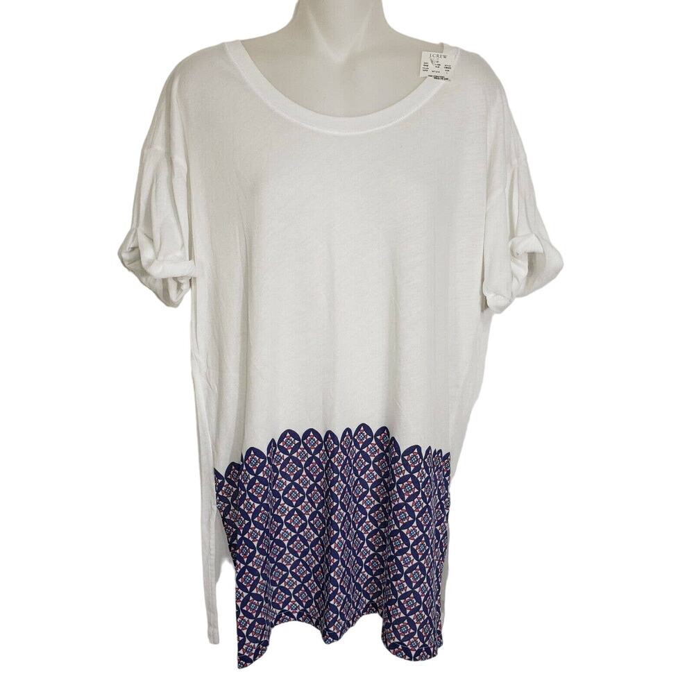 J Crew Womens Large Tile Hem Collector Tee T-shirt In Airy Cotton C8022 S/S